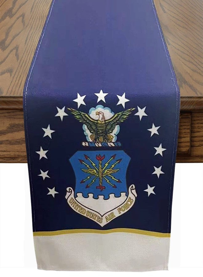 DodelyGz Patriotic Military US Air Force Table Runner,Memorial Day Independence Day Veterans Day Military USAF Theme Tablecloth Kitchen Dining Table Linen for Indoor Outdoor Home Party Decor 13 x 72 Inch - Image 1